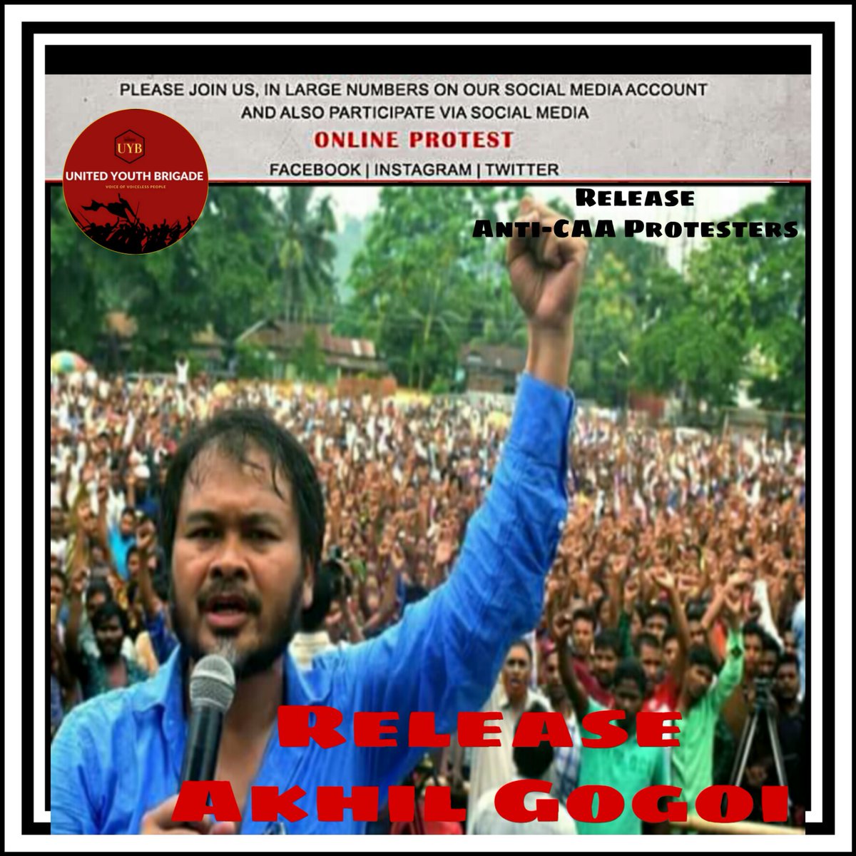 SajidMojib's tweet photo. #SocialMediaProtest
CAA प्रदर्शनकारियों की गिरफ्तारी कों लेकर सोशल मीडिया पर इस वक्त ऑन लाइन विरोध प्रदर्शन चल रहा है।
#ReleaseAkhilGogoi
#UnitedYouthBrigade
#ReleaseAntiCAAProtesters
@DChaurasia2312 @NewsNationTV @aajtak @AshrafFem @abpnewshindi https://t.co/NQGPcuvGW6