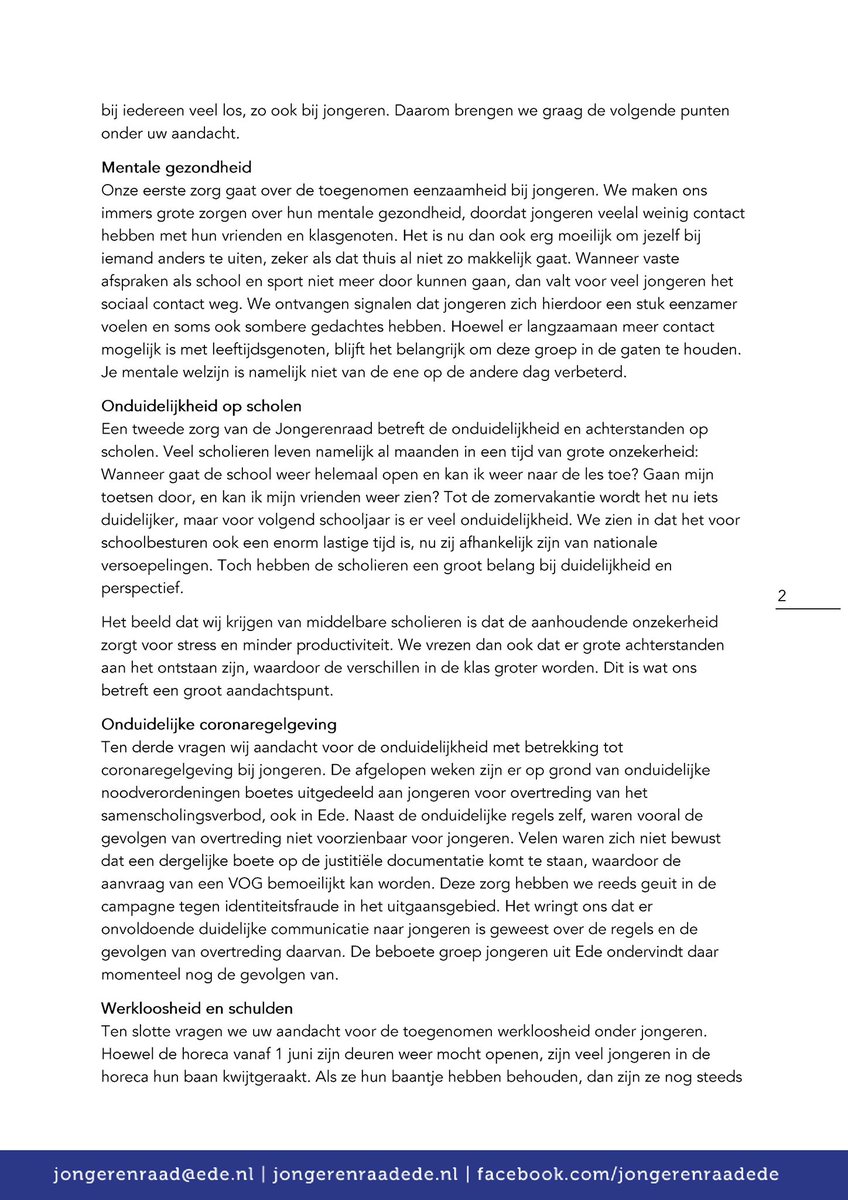jongerenraadede's tweet photo. 📝 | Deze week stuurden we de volgende brief aan de gemeenteraad en het college over hoe wij gehoor geven aan de oproep van premier Rutte. https://t.co/MDChFcIUc9
