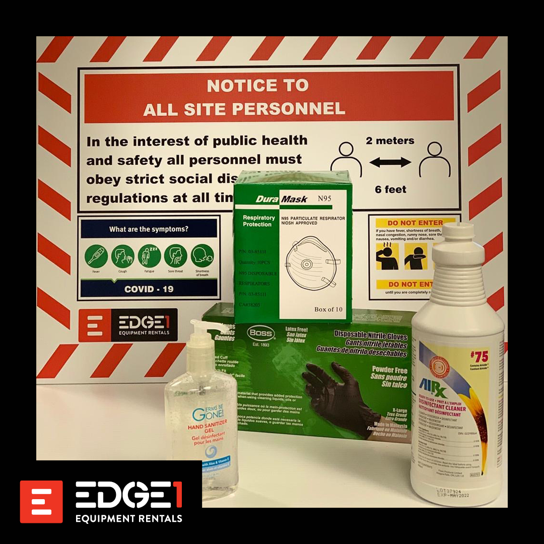 Edge1Equipment's tweet photo. From N95 masks, disinfectant cleaners to safety signs, EDGE1 has got you covered for all your PPE needs❗️Call us today to find out about our selection of PPE available in store. 1.800.216.6663 
#EDGE1 #SafetyFirst https://t.co/pVqXUni5fE
