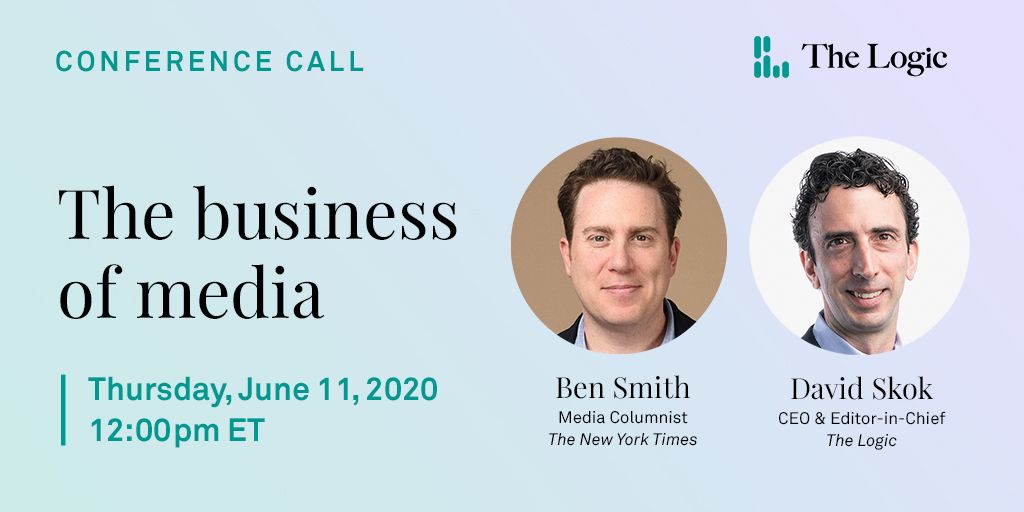 mickey_phoon's tweet photo. Good day! Now, get ready for some highlight coverage on the @the_logic CEO and Editor-in-Chief David Skok and @nytimes Media Columnist Ben Smith having their discussion on the business of media on their exclusive conference call web event. #CJRL723 https://t.co/EqflpwWG0l