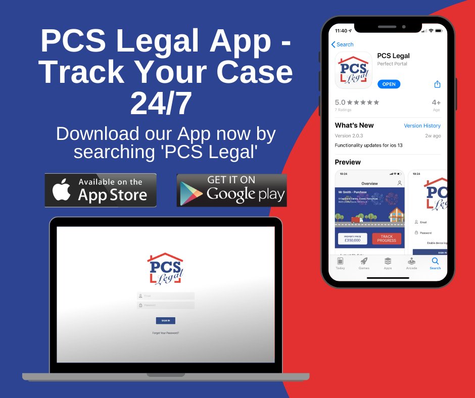 PCSLEGAL's tweet photo. The PCS Legal App enables you to track your case 24/7 from any device wherever you are. 

Download FREE from the App Store or Google Play now. 
#conveyancing #property https://t.co/5SeW9iGM9J