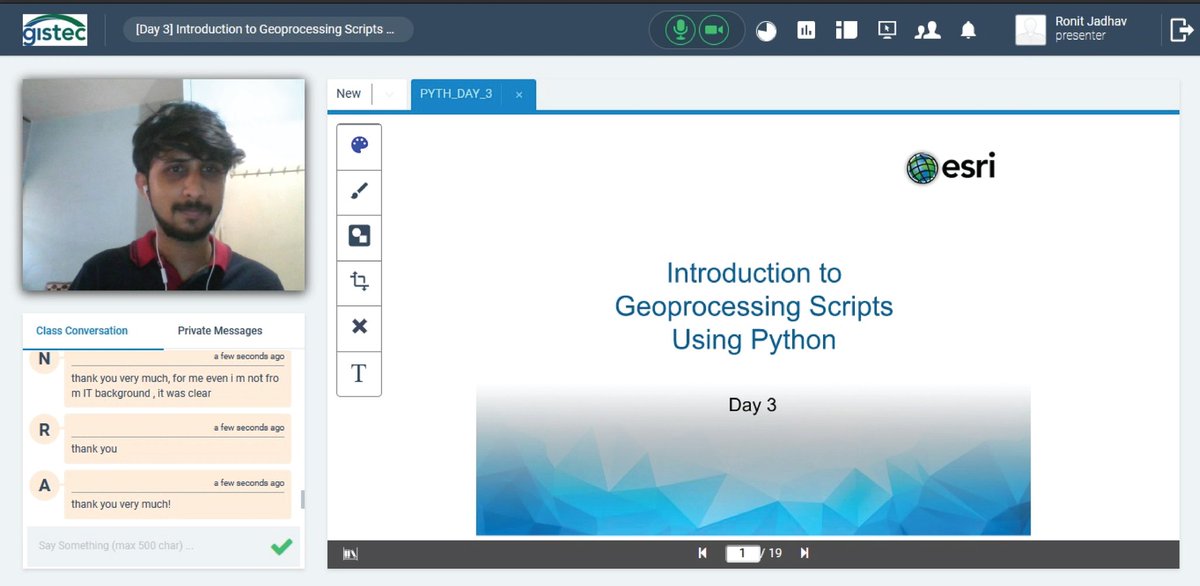 Ronit_Jadhav's tweet photo. I got an opportunity to conduct a three day online training session on "Introduction to Geoprocessing Scripts Using Python" . #Python #Esri #Arcpy #gischat #gis https://t.co/BW0w56cm8K