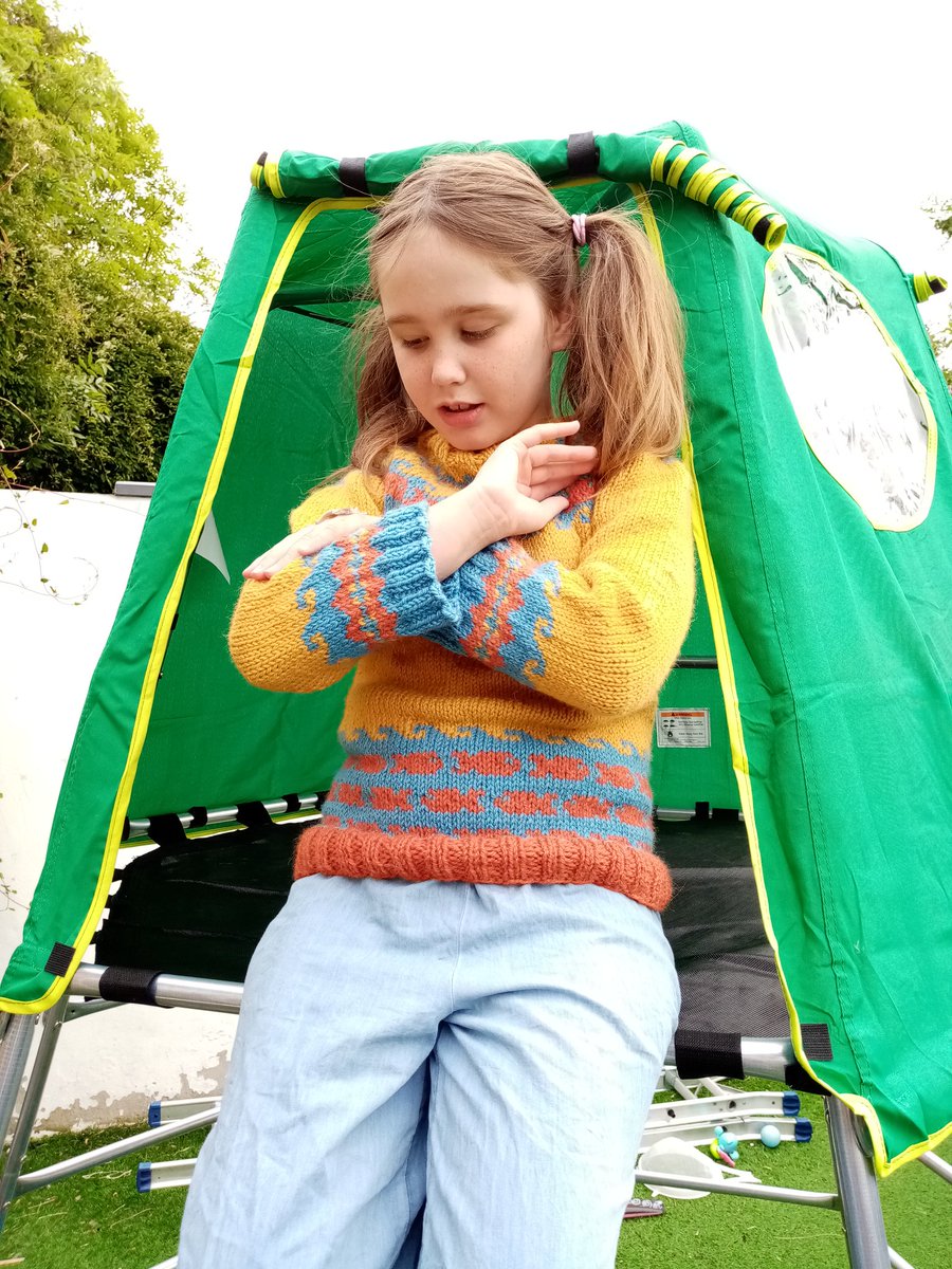 Knitting is how I cope with anxiety, so here is another jumper! Modeled by its recipient (and the coolest human I know).