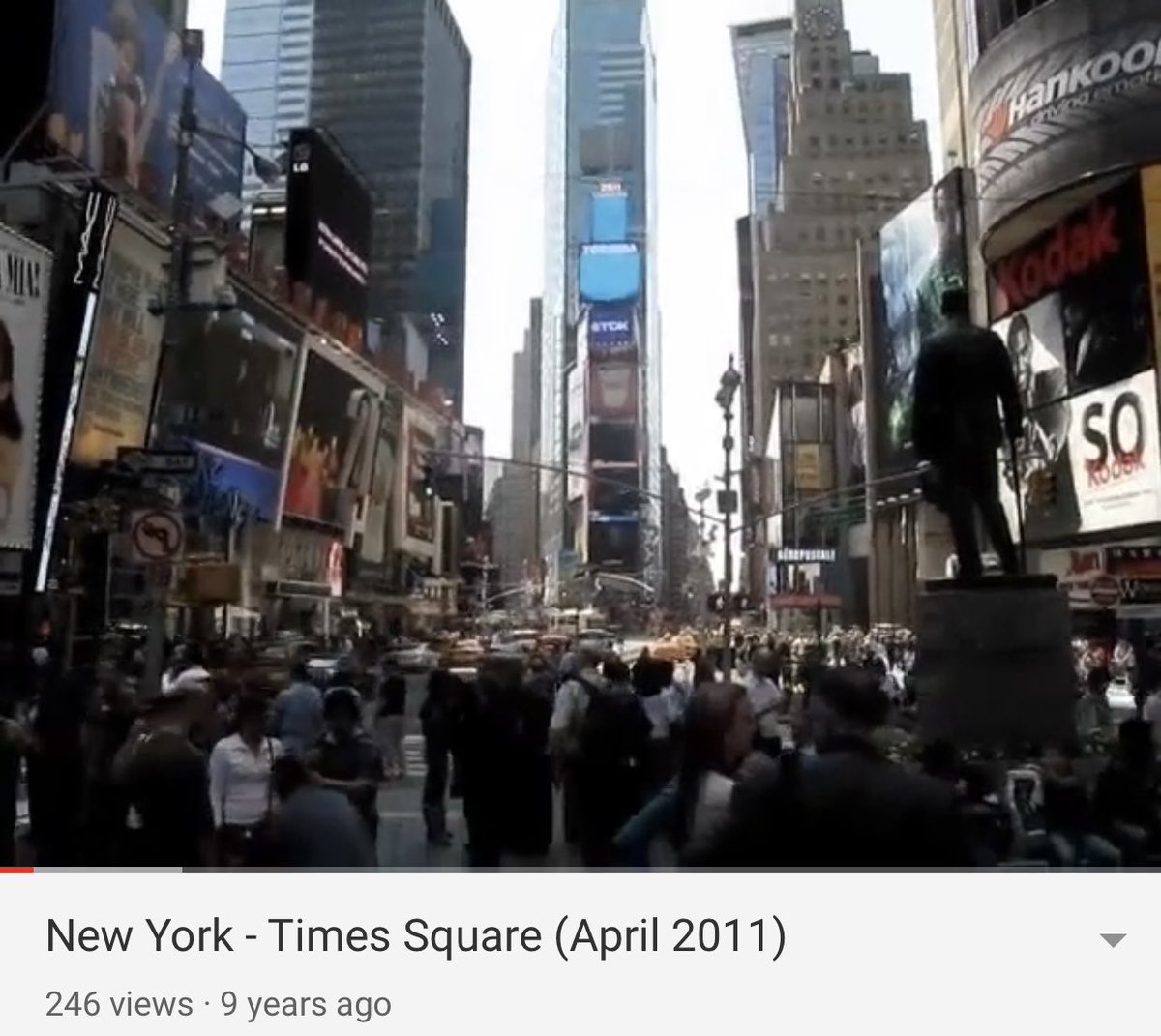 I started watching random YouTube videos and looking for images from April 2011 in Times Square. No clear view of the poster. Wes started scouring Bing and google street view.