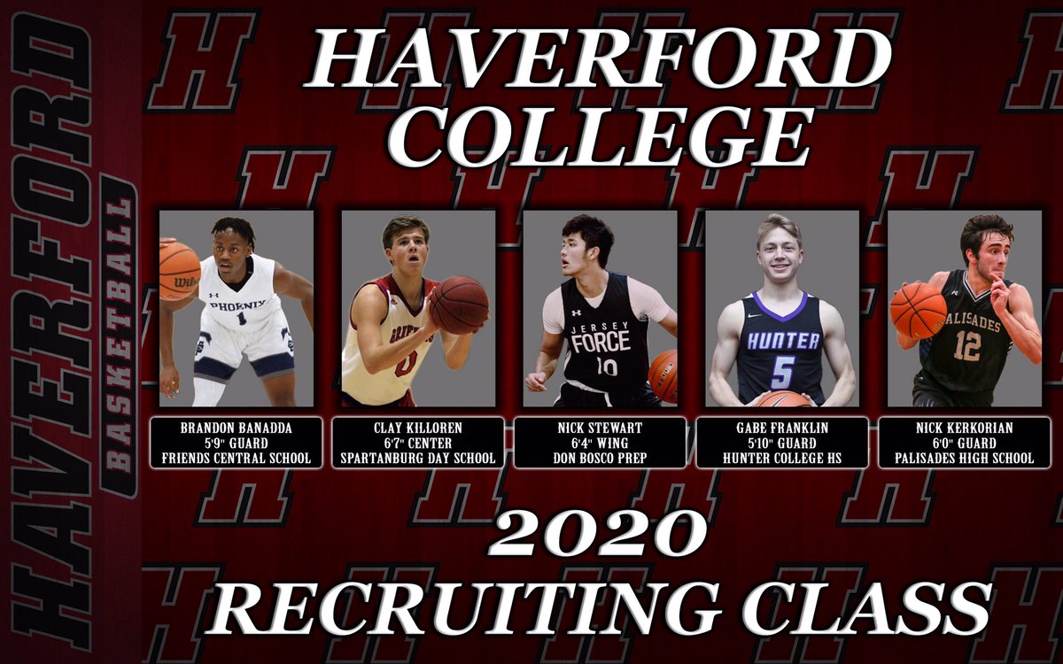 haverfordmbb's tweet photo. Excited to announce our 2020 recruiting class - please join us in welcoming Brandon, Clay, Nick, Gabe &amp; Nick as the newest members of our program! https://t.co/GwzhnkQ2Mg