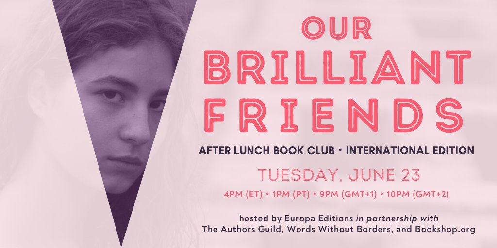 EuropaEditions's tweet photo. Less than two weeks until we arrive in #PiazzaFerrante for our teatime chat on translation and the highly-anticipated THE LYING LIFE OF ADULTS!
Tuesday, June 23: join us and our amazing partners @AuthorsGuild @wwborders @Bookshop_Org!
RSVP on Eventbrite: https://t.co/jK6KkKFttu https://t.co/IfSBuXBSs3