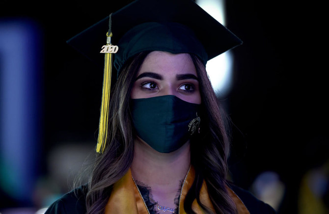 arabnews's tweet photo. A #Bahraini school honored its students with a “drive-through” graduation ceremony at the country's Formula One circuit https://t.co/erzXpBSojX https://t.co/KfyABcdmyk