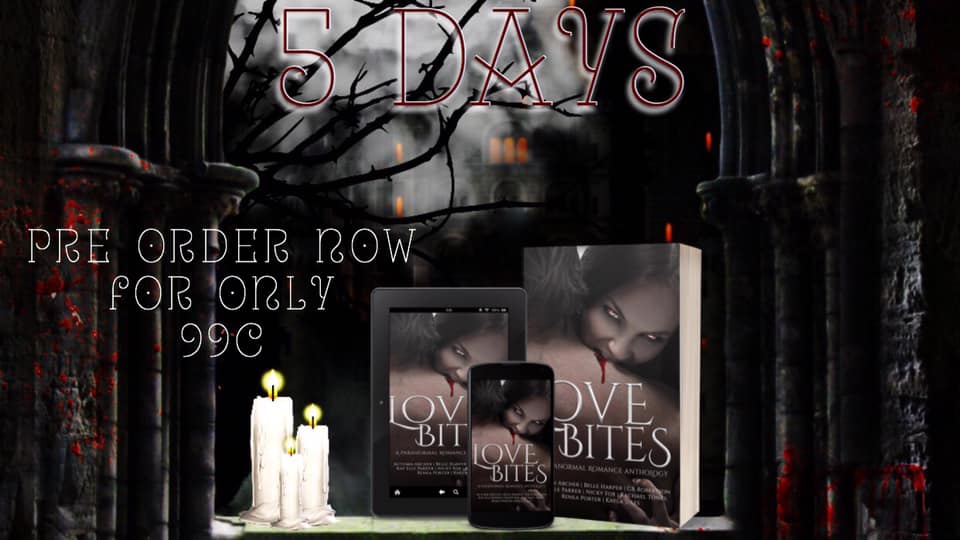5 DAYS! 🌹 I can't wait for you to get bitten by this awesome book. Mark your calendars for June 16th! 
mybook.to/NFLoveBites
My shifter story Jaguar's Justice is in this anthology.
#PNR #ParanormalRomance #Goodreads #BookBub #NewBook #NewRelease #Kindle #LOVEBITES #preorder
