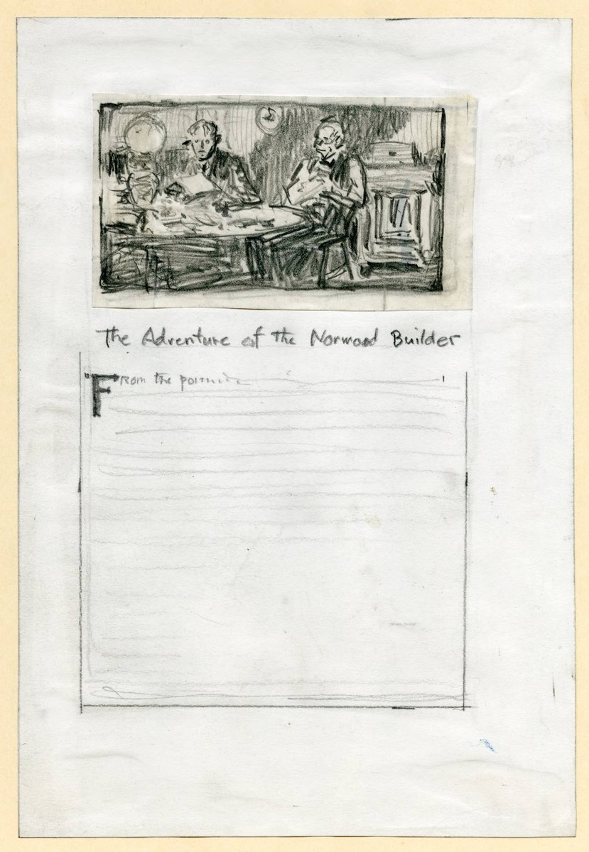 FDS sketched this mock-up for an opening page of "The Norwood Builder," a reminder that  @SherlockUMN  @umnlib & others are skillfully designing new ways to do our work, deliver resources & instruction, and collaboratively build a better, just & safer world.  http://purl.umn.edu/99055 