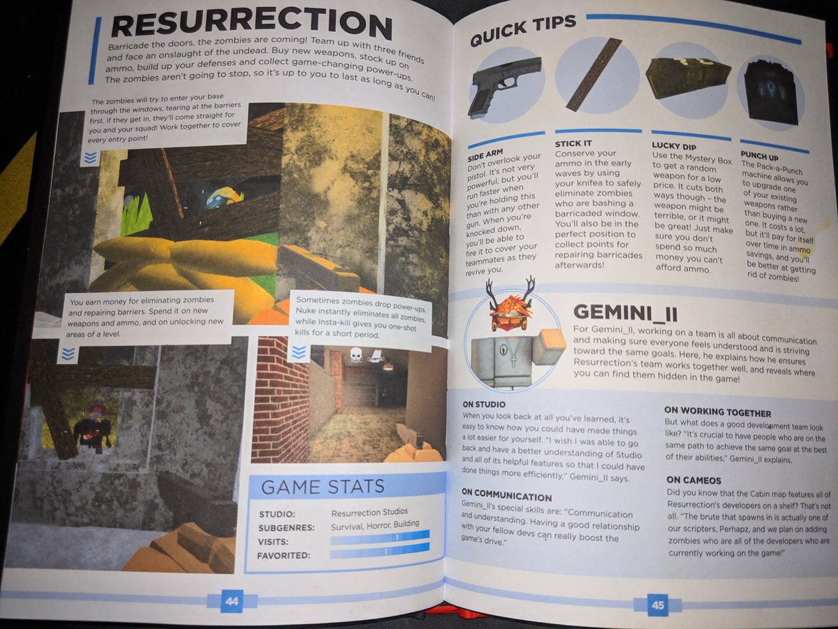 Gemini On Twitter Forgot To Mention Resurrect Rblx Is In A Book For Roblox It Was An Honor To Have A Game That I Along With The Other Devs Put Alot Of - how to spawn zombies in roblox studio