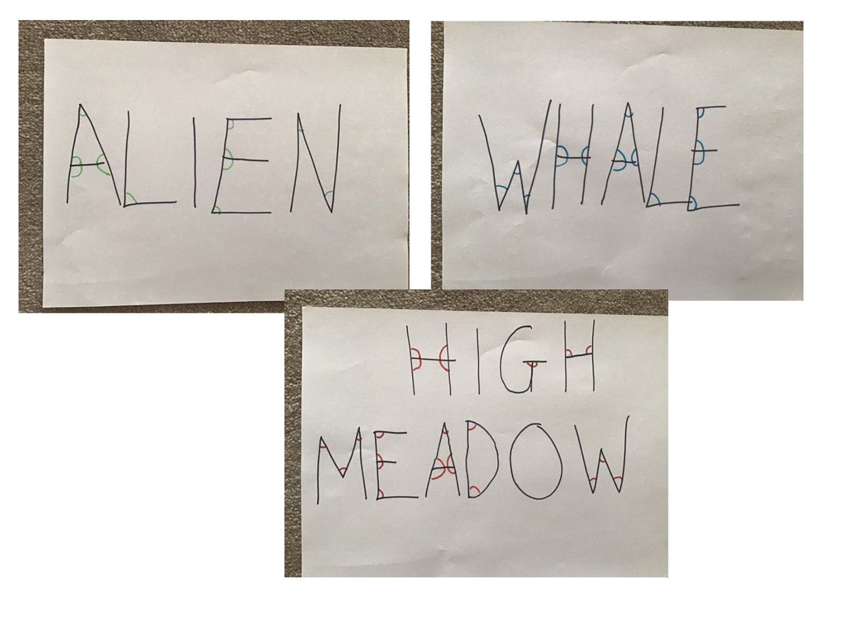 Garbett_HMCS's tweet image. We have been identifying angles in our names and other words 🌟 @HMC_School #MathsEveryoneCanAtHome #MathsAtHome #Shape #Angles #Lesson1 #HomeLearningUK