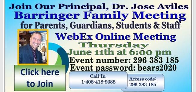 Please join our Principal, Dr. Aviles for his weekly Family Meeting!