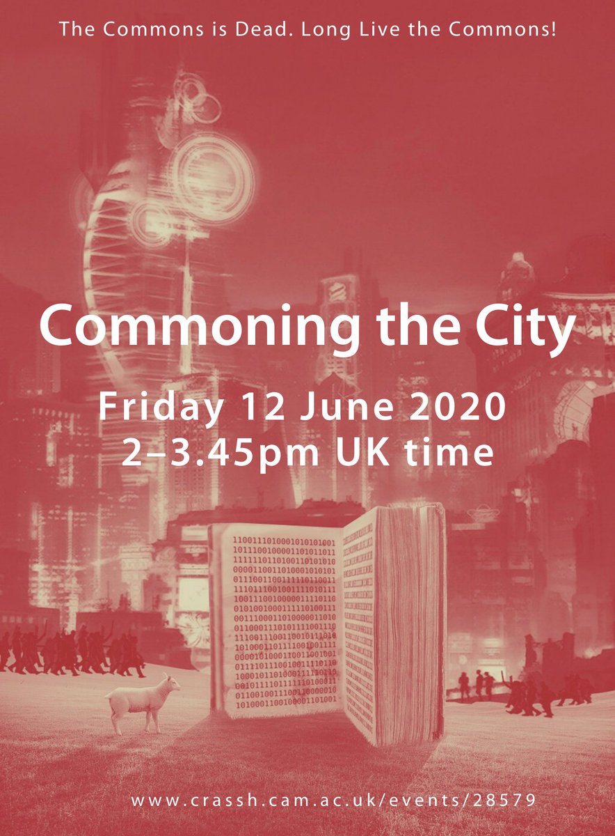 We will shortly begin with our #CRASSHonline conference 'The Commons is Dead. Long Live the Commons!'
➞ bit.ly/3em9Zds
P1: 'Commoning the City' 
Ash Amin 
<a href="/mda_commoning/">Massimo De Angelis</a>
@shannonmattern
<a href="/richardsennett/">Richard Sennett</a> 
👀  live on Youtube ➞ bit.ly/2YTqVUa 
#LongLiveTheCommons