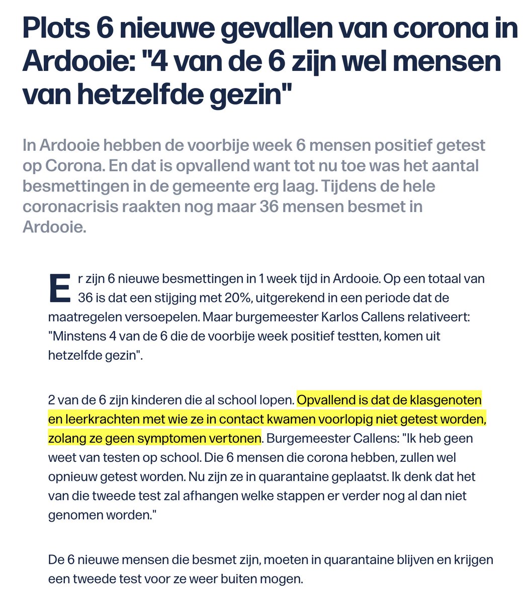ArmandVervaeck's tweet photo. #corona - #Testen en #traceren op zijn Belgisch. Moest #Ardooie in Zuid Korea liggen was gans de school al getest. #Ardooie https://t.co/TVTapkfMdp