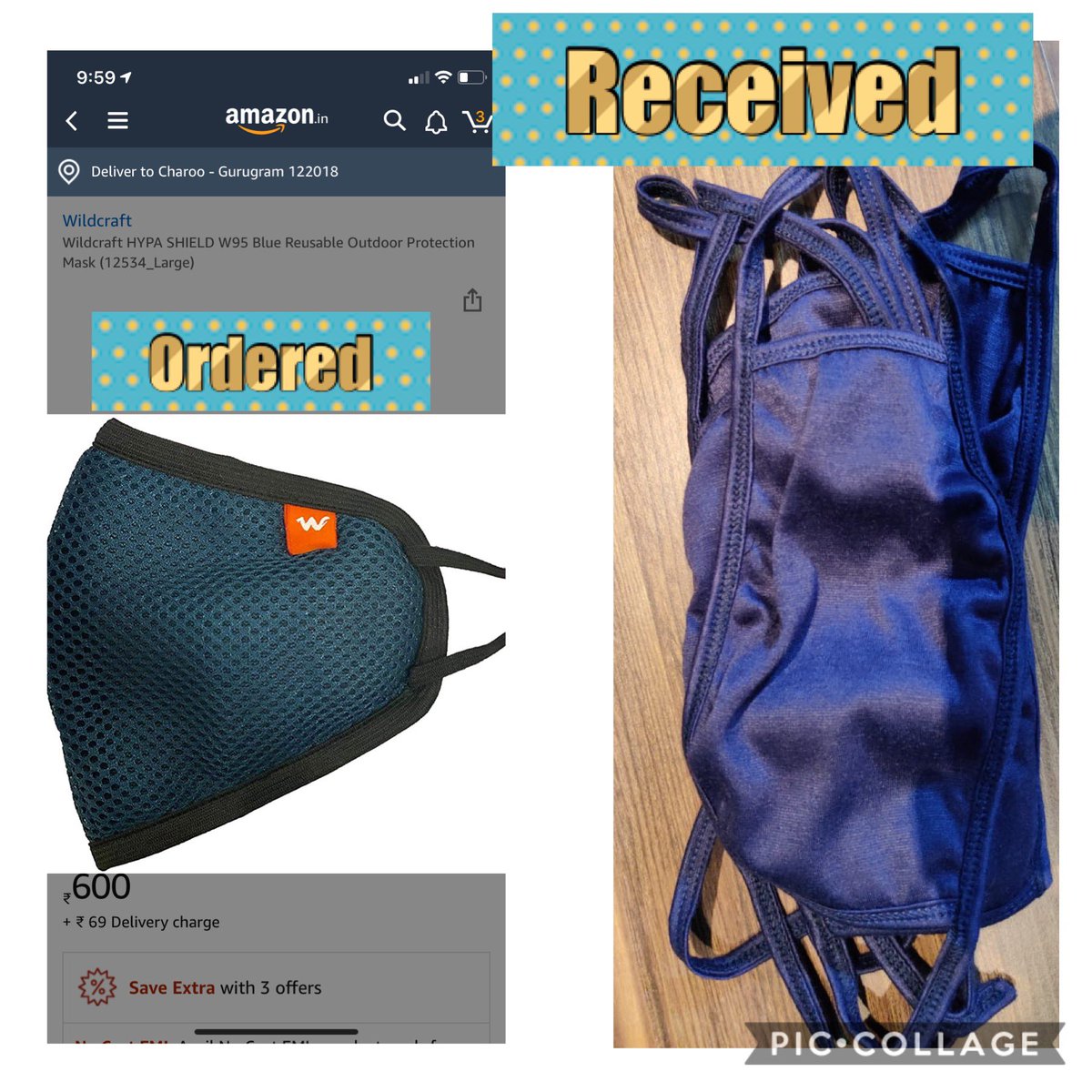 CharooB's tweet photo. Amazon order # 406 0599459 1430756
Feeling cheated ,no quality check, received totally different masks than ordered and it’s under no return policy, pl help @amazonIN @rbindle https://t.co/E8j3x4ewGa