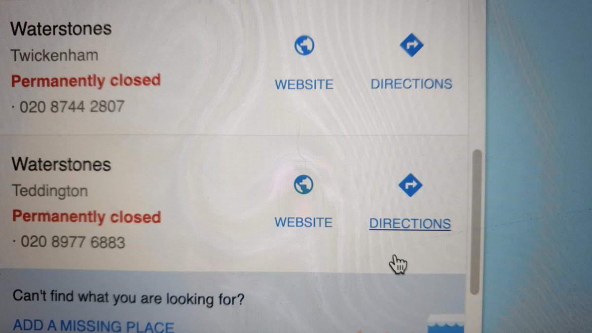 Just discovered <a href="/Waterstones/">Waterstones</a>  Twickenham and Teddington are permanently closed 😒