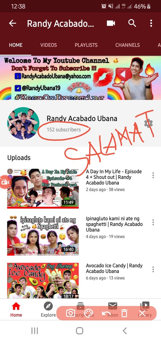 Randyubana19's tweet photo. Salamat mga ka DREAMERS sa supporta at sa lahat ng Subscribers ko. Thanks 1 month palang mahigit patuloy tayong dumadami sana po ay dumami pa tayo.
Iloveyou guys sobrang saya ko talaga.. thanks god muuaaahh.
#RandyAcabadoUbana
#SubscribeNa https://t.co/We23QUuTCU