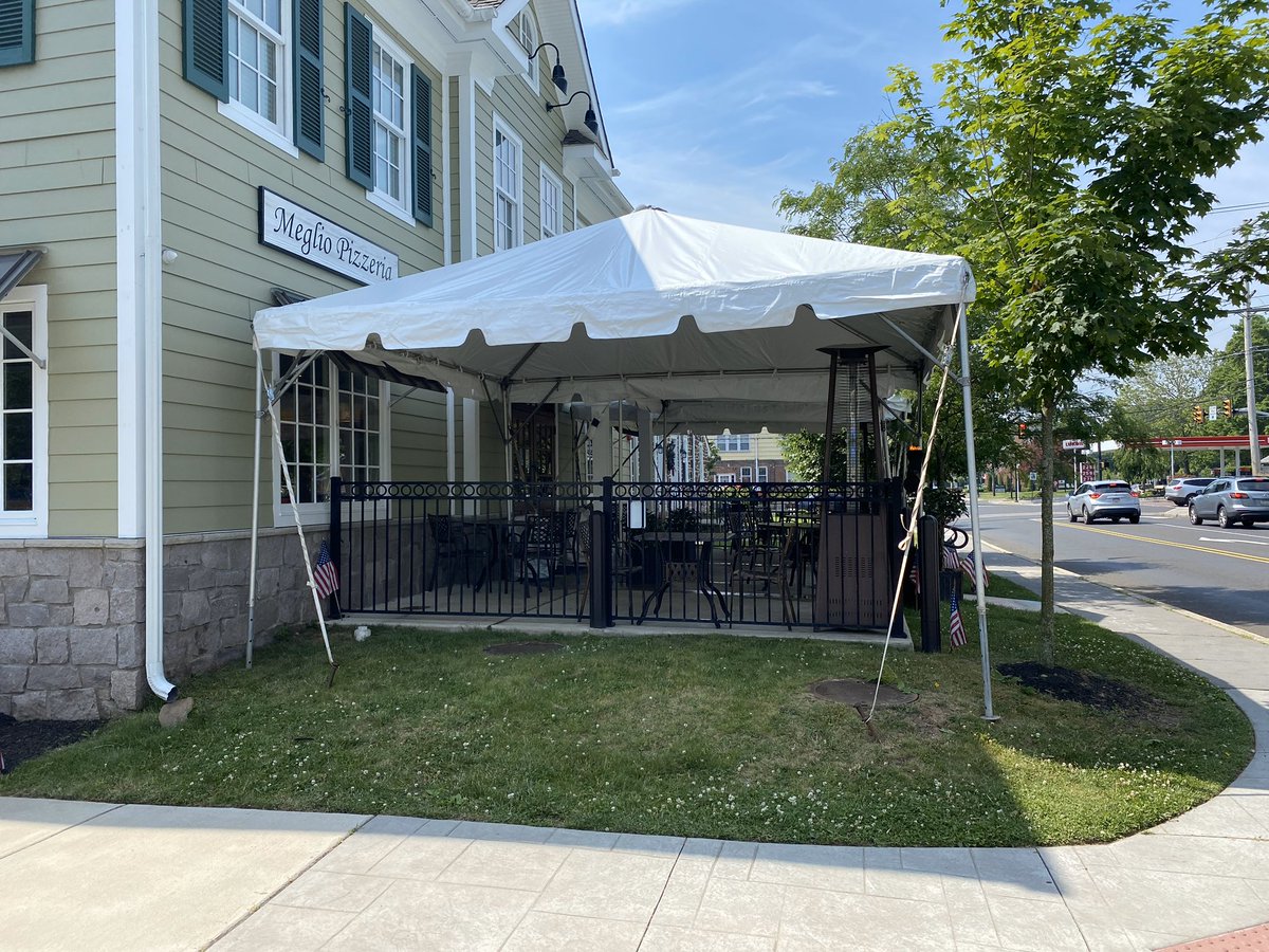 The tent is up over our patio! Visit us and dine in for lunch or dinner today.