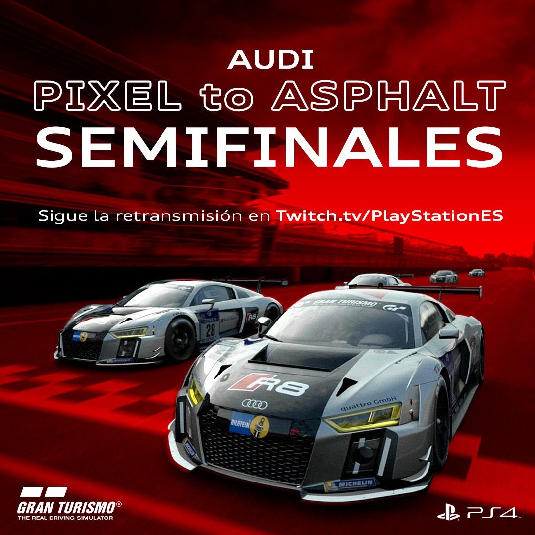 Lucas Ordonez (@lucas_ordonez) on Twitter photo Comienzan las semifinales de #AudiPixelToAsphalt en el circuito de Spa-Francorchamps con el <a href="/audispain/">Audi España</a> R8 LMS. El ganador, podrá disfrutar de los más de 600cv de potencia del R8 real!
twitch.tv/playstationes Comienzan las semifinales de #AudiPixelToAsphalt en el circuito de Spa-Francorchamps con el <a href="/audispain/">Audi España</a> R8 LMS. El ganador, podrá disfrutar de los más de 600cv de potencia del R8 real!
twitch.tv/playstationes