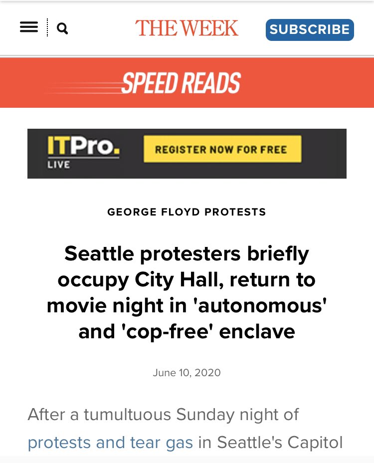  @TheWeek seems excited about the “movie night” and “‘cop-free’ enclave” out in Seattle.