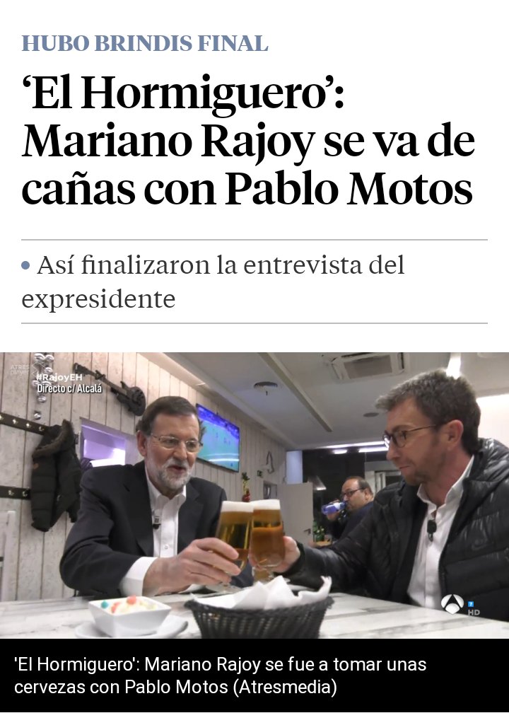 Cuando eres tonto del culo pero te piensas que los demás lo son. 😋
No solo no le pregunto quién es M.Raoy sino que se fue de cañas con el mismo M.Raoy