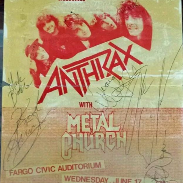 #tbt🔙📸 - June 1987 poster (thanks to Carl Bartlett for sharing) #metalchurch #throwbackthursday #poster #circa1987 #anthraxband #fargocivicauditorium #backintheday #goodtimes #memories