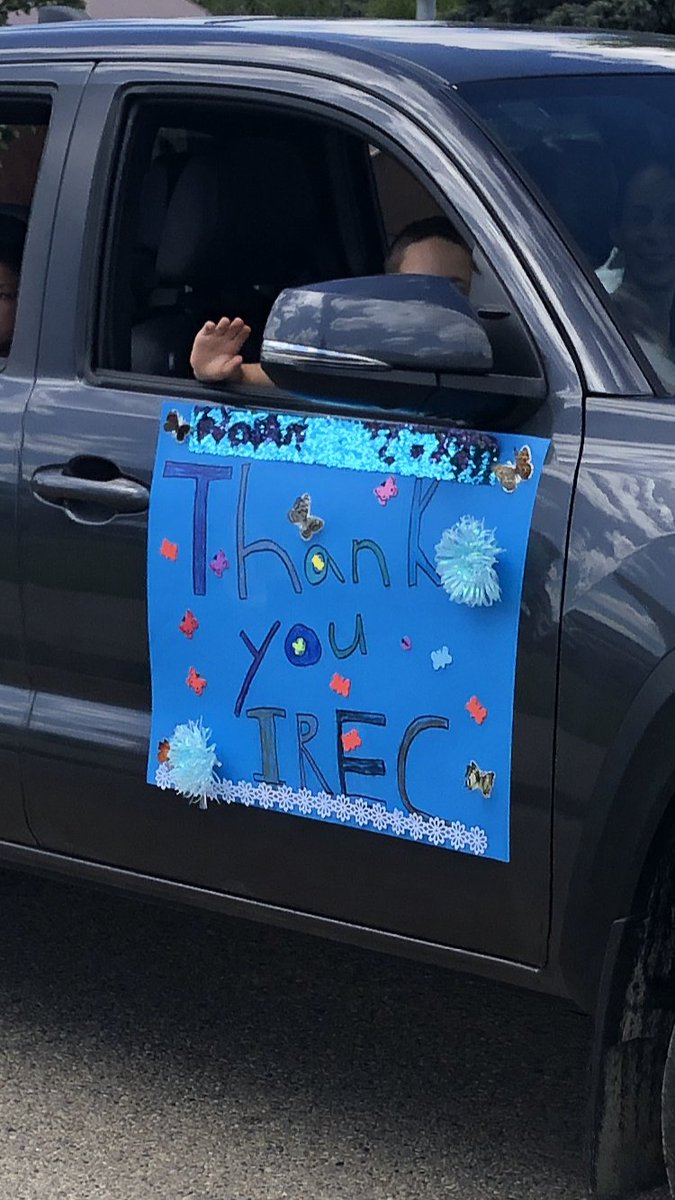 IREC1's tweet photo. THANK YOU, THANK YOU!!! ❤️ Our parents are AMAZING! We have much gratitude for the overwhelming support at the 'drive-by' farewell parade. We loved seeing our kiddos as we have missed them SO much! It was just what we needed for our hearts &amp; souls! @blackfalds #BeIRECstrong❤️ https://t.co/gsEfv3UtOu