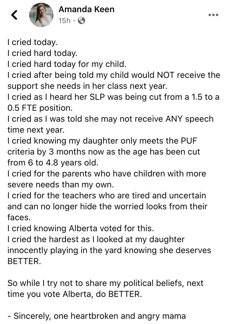JanisIrwin's tweet photo. It doesn’t need to be this way. Love to all the parents feeling like Amanda. My @albertaNDP colleagues and I are with you. ❤️ 

#abed #ableg https://t.co/7xpkU8S1Zo