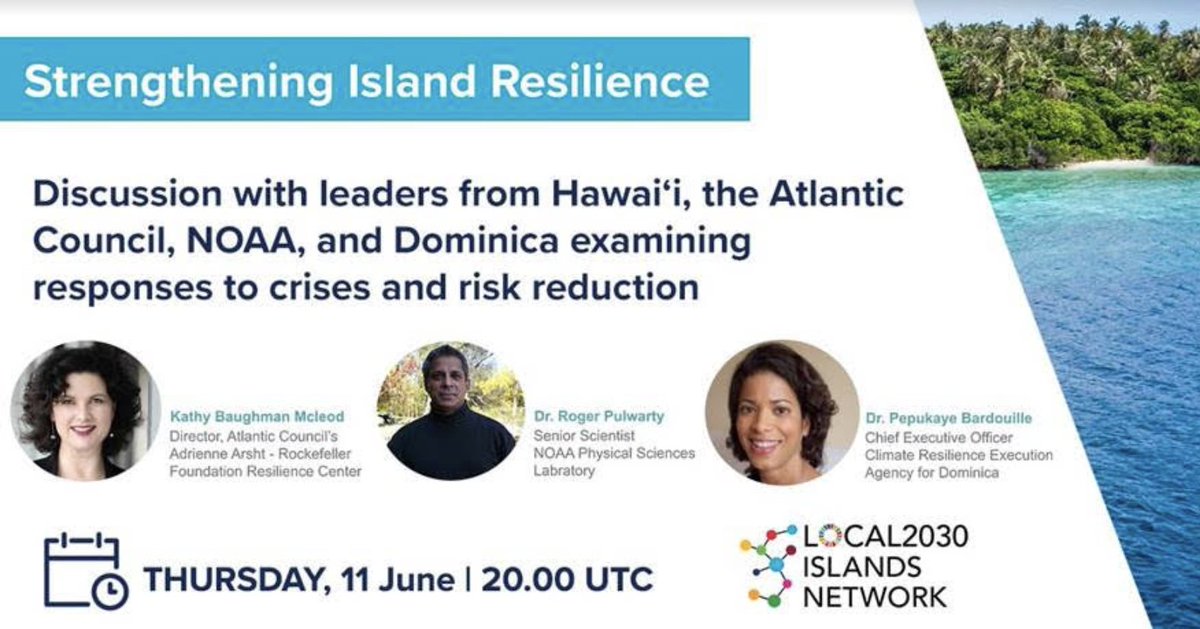 Local2030's tweet photo. #TuneIn soon #Local2030IslandsNetwork Strengthening Island Resilience webinar happening in 1 hour!
Register now: https://t.co/qfPqMOinGH
Webinar will examine past responses to crises and risk reduction with focus on #COVID19 impacts identified by islanders. #local2030 https://t.co/mnz2IZKH3P