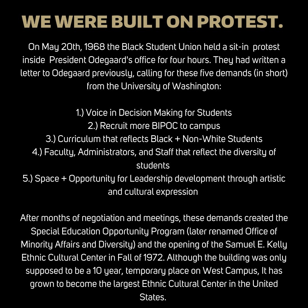 UW_ECC's tweet photo. We were built on protest. It doesn’t seem too long ago that the ECC didn’t exist, OMA&amp;D didn’t exist, the IC didn’t exist, etc. Change happens through student activism, and we must remember where we started if we want to continue changing. (1/3) https://t.co/xm7Tnk6BUr