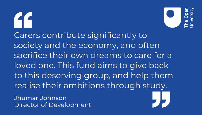 OpenUniversity's tweet photo. Our Carers Scholarship Fund offers carers the opportunity to study for free, to plan for their futures and build lives around their responsibilities. There are 50 places available!
 
Find out how to apply:
 
https://t.co/Drc3EjjISt

#CarersWeek https://t.co/jBi49syR5A