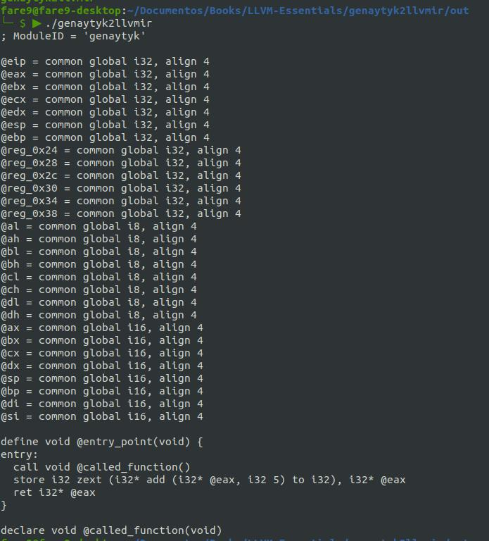 Few weeks ago I started learning about <a href="/llvmorg/">llvm.org</a> from clang to LLVM IR, last week I focused on LLVM IR, and now I'm writing a translator from genaytyk vm which I analyzed two years ago to LLVM IR, thanks to people from <a href="/RetDec/">RetDec</a>