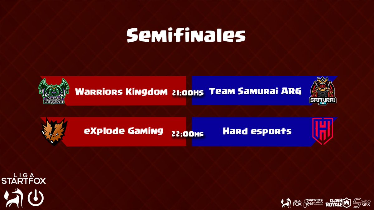 🏆 | #CR

🦊 | 3 de los grandes de Argentina, y un equipo que es la sorpresa de muchos. Todos van a luchar mano a mano por su pase a la final.

Patrocinadores: @EsportsLandArg • <a href="/Papu_Hard/">HARD Papu</a>