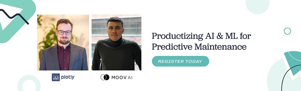 Looking to improve your business’s operational efficiency and reduce costs? ⚙️ Learn how to productize AI &amp; ML for predictive maintenance during our special joint webinar with <a href="/moov_ai/">Moov AI</a> next Wednesday at 1pm. 📌Register here: go.plotly.com/predictive-mai…

#ai #ml #predictivemaintenance