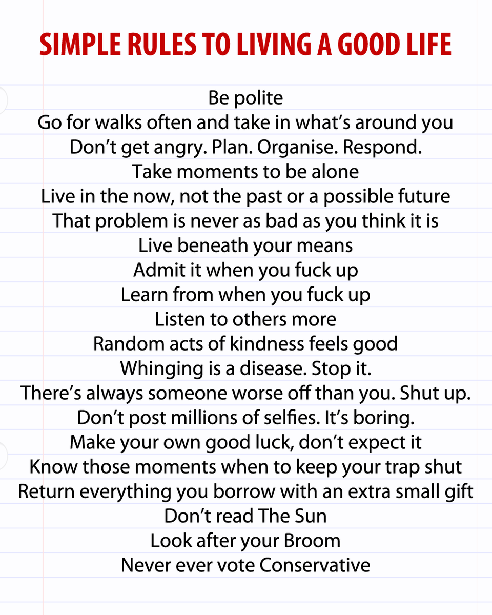 The simple rules to living a good life
