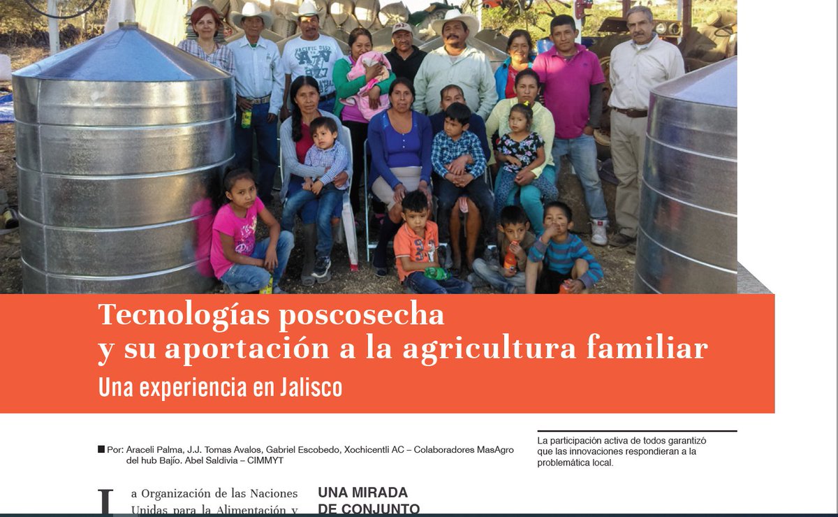 poscosechaidp's tweet photo. En el último #EnlACe de @ACCIMMYT páginas 21-23, @xochicentli #colaborador del @Hub_INGP nos presenta una experiencia en #Jalisco en el que mostraron la aportación de las #tecnologíasherméticas a la #agricultura #familiar con @SaldiviaAbel https://t.co/VQI0HzUDJc https://t.co/mvm9S31abf