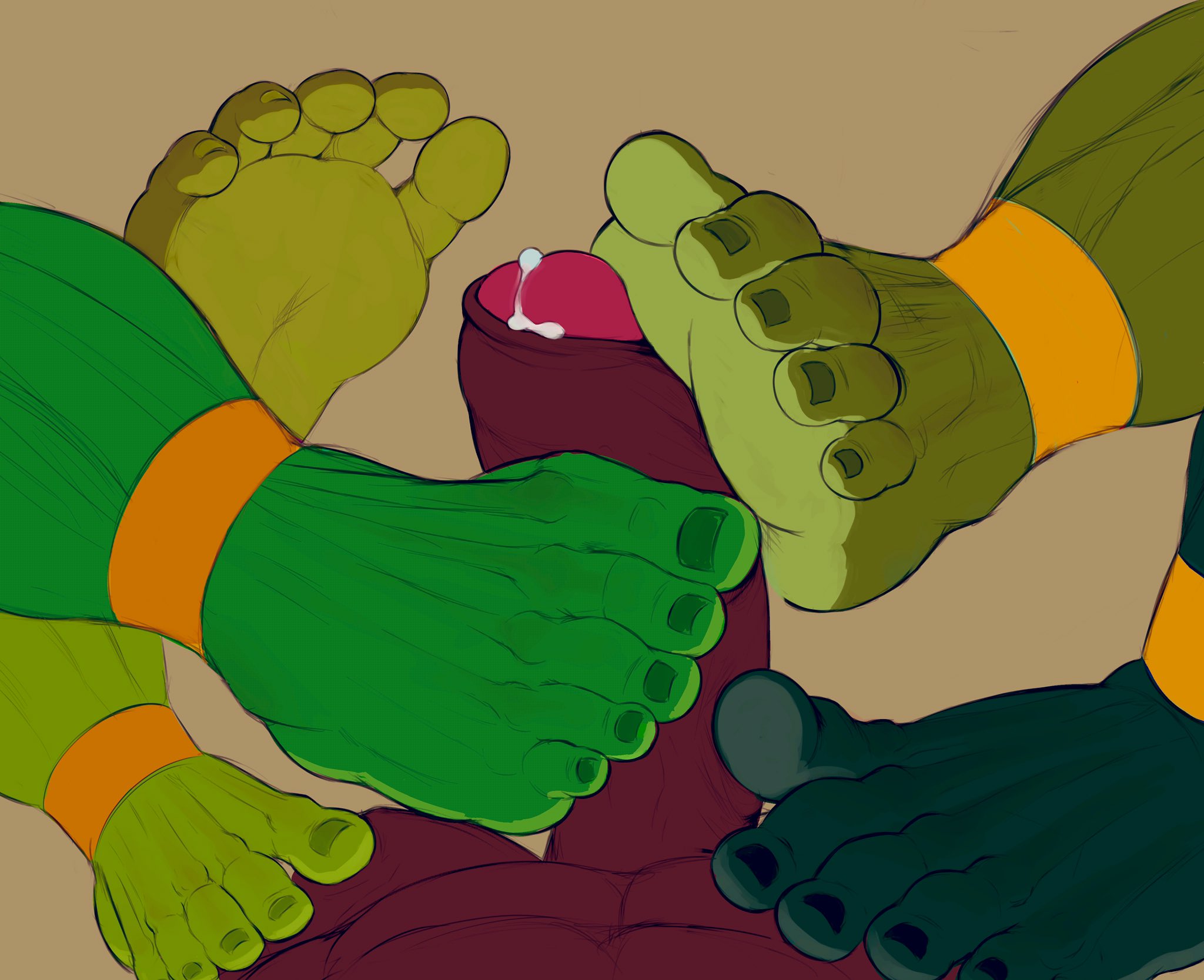 “WIP “Orc Feet Spell”
&gt;.&gt;
#gay #bara ...