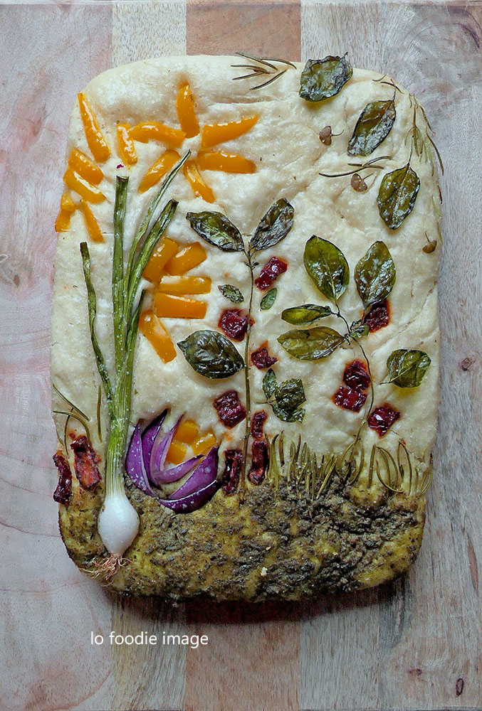 yoyen's tweet image. Focaccia Garden on Focaccia alla Genovese with freshly made pesto Genovese.