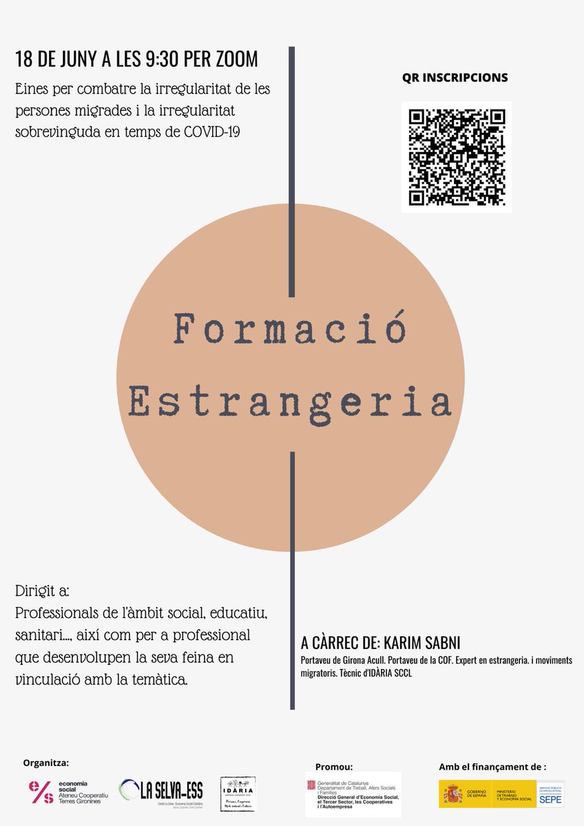 IdariaCoop's tweet photo. Si ets tècnica de serveis socials, salut o treballes amb persones migrades vulnerables aquesta sessió t'interessa: Eines per combatre la #irregularitat en temps de #covid19 Org. @ateneucoopgi #CercleSelva @aracoop @econ_socialcat inscripcions 📚👇🏽👇🏼👇🏿https://t.co/U6TNdyUYy0 https://t.co/mRRqupPS2r