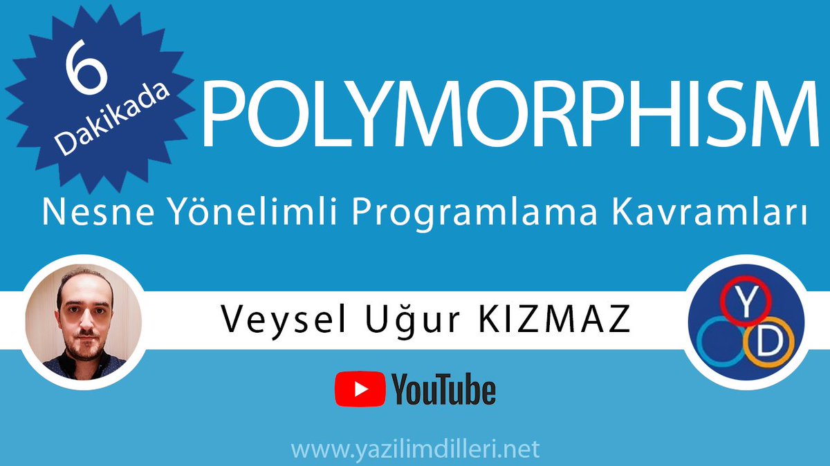 yazilim_dilleri's tweet image. Yeni Video! 6 Dakikada Polymorphism | #OOP | Örnek Uygulama | C# #Java | @vukizmaz #YouTube 

6 dakikada Nesne Yönelimli Programlamanın temellerinden olan Polymorphism'in mantığını örnek uygulama ile kavramak isteyenleri şöyle alalım: youtube.com/watch?v=nL0Iva…