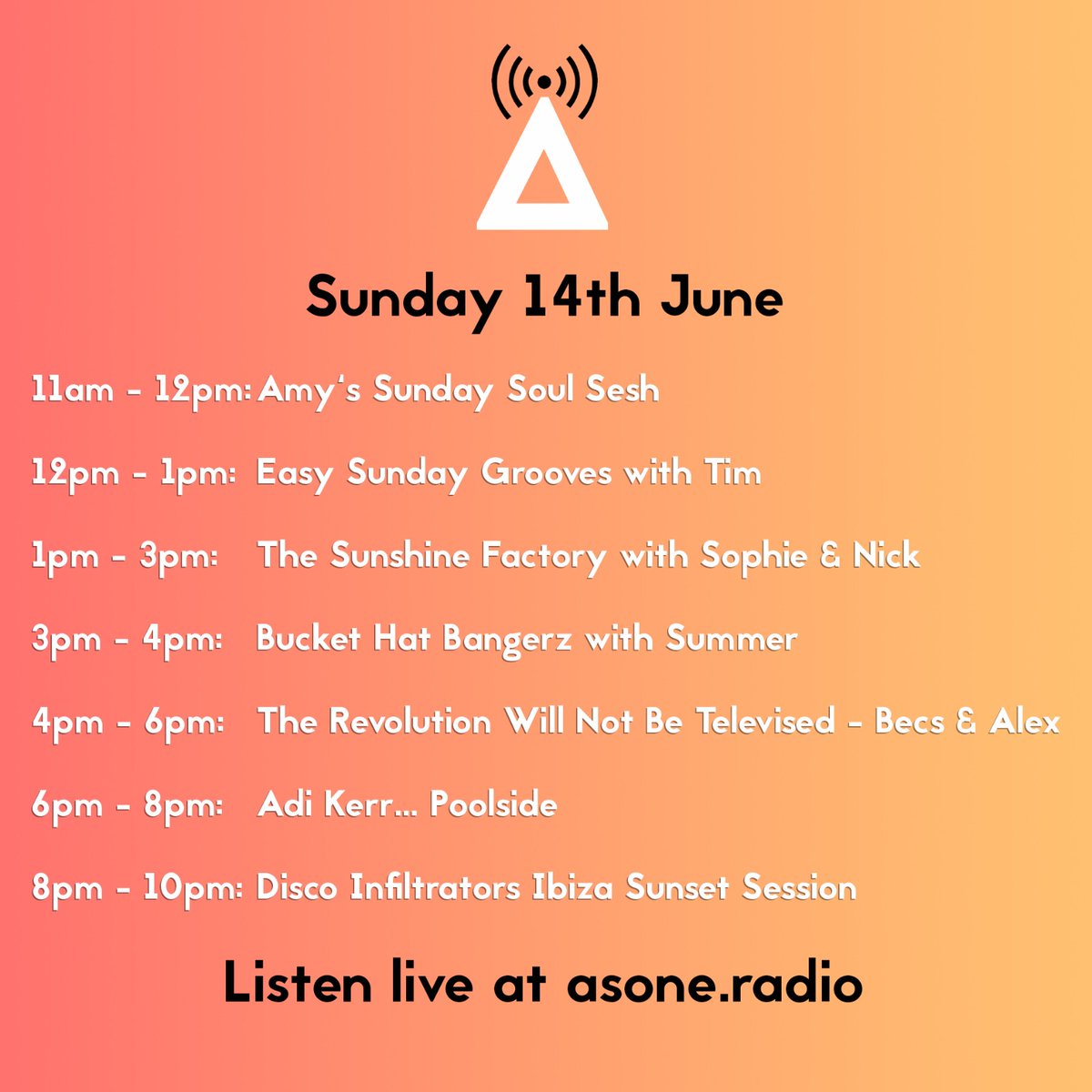 I know what your thinking...when are As One releasing the schedule? Well, fear not, it is here. We have a jam packed weekend to keep you (and us) entertained with some new shows thrown in there. Stay locked in for the lockdown. We won’t be going anywhere. 
#ComeTogetherAsOne
