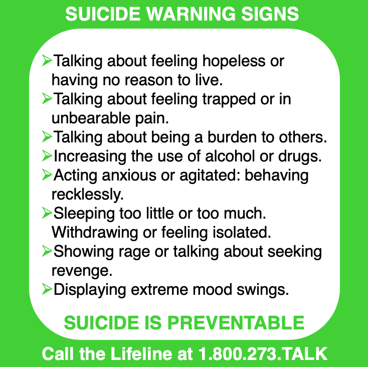 V_asinvictor's tweet photo. Do you know the immediate and serious warning signs for suicide? ⠀
These risks are greater if a behavior is new or has increased or if it seems related to a painful event, loss or change. ⠀
Help is available. Call @SAMHSA Lifeline https://t.co/E94FtQHbdB (8255) https://t.co/E0qT6ZOO3O