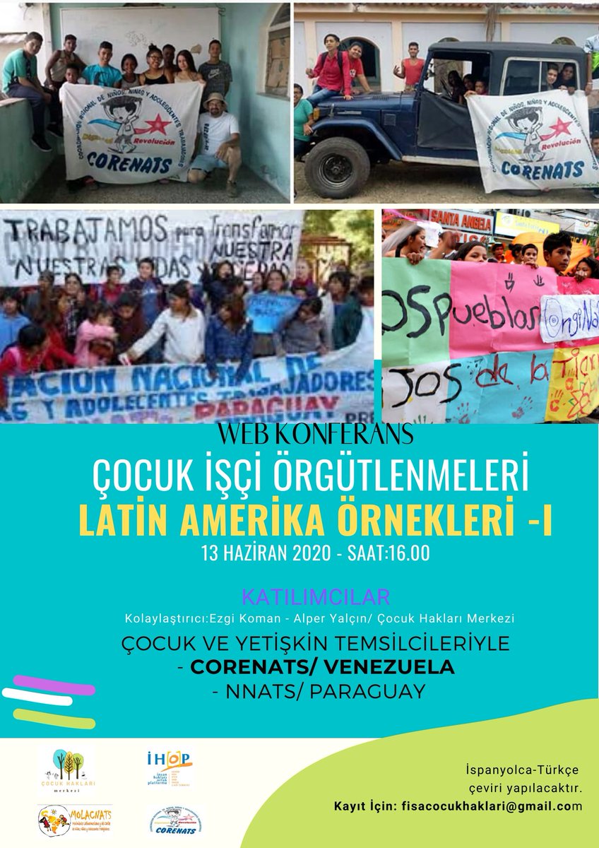 Cumartesi günü çocuk işçiliği örgütlenmelerini Venezuela ve Paraguay örnekleriyle konuşacağız...Belki ilginizi çeker 😉
