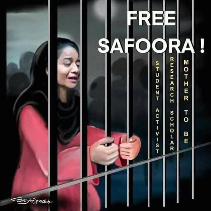 People who gave hate speeches,open fired at protesters &amp; killed people are roaming free &amp;
A pregnant woman is in jail for protesting.
Still you choose to remain silent,you’ll are complicit in these atrocities.
#ReleaseSafooraZargar