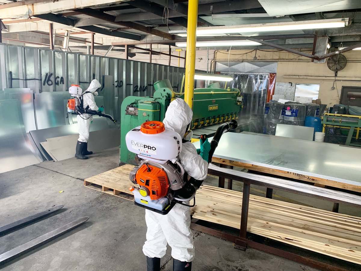 everprosofla's tweet photo. Our disinfectant cleaning solutions are strong enough to clean any environment, even industrial settings! Today we’re back at Badger Metal Fabricating and Design Inc. sanitizing their work / common areas. #EverProRestoration https://t.co/lIFG5a983H