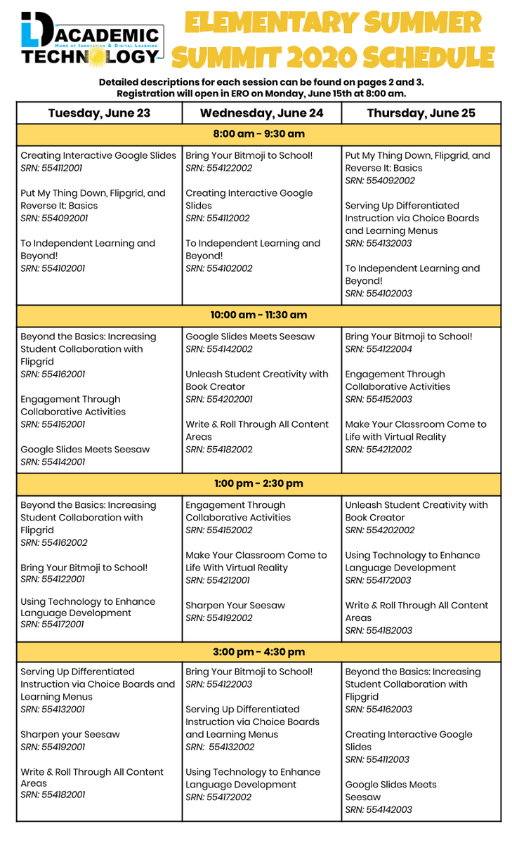 MrsYPost's tweet photo. โ๏ธAT Elementary Summer Summit has arrivedโ๏ธ! Sessions open in ERO on Monday, June 15th at 8amโฐ! Click here for session info https://t.co/SjkXI2t0C6 & you don't want to miss this opportunity! @NISDGlenoaks @NISDGlass @NISDMcDermott @NISDMead @NISDOHT @NISDRabaES @NISDThornton https://t.co/4iMuCbe9Wt