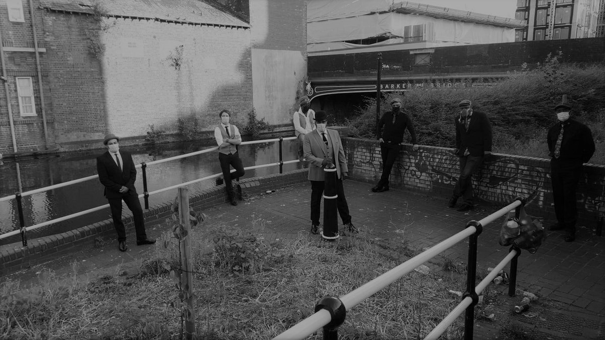 TheAC30s's tweet photo. @BBCTheOneShow 
All dressed up and masked up to go!
We are The AC30's Ska, Reggae Rocksteady band from Birmingham. 
This photo was taken 2 weeks ago when we were the only band in Birmingham to perform live on one stage during the lockdown. #lockdownphotographyproject https://t.co/9juzUwZLB7
