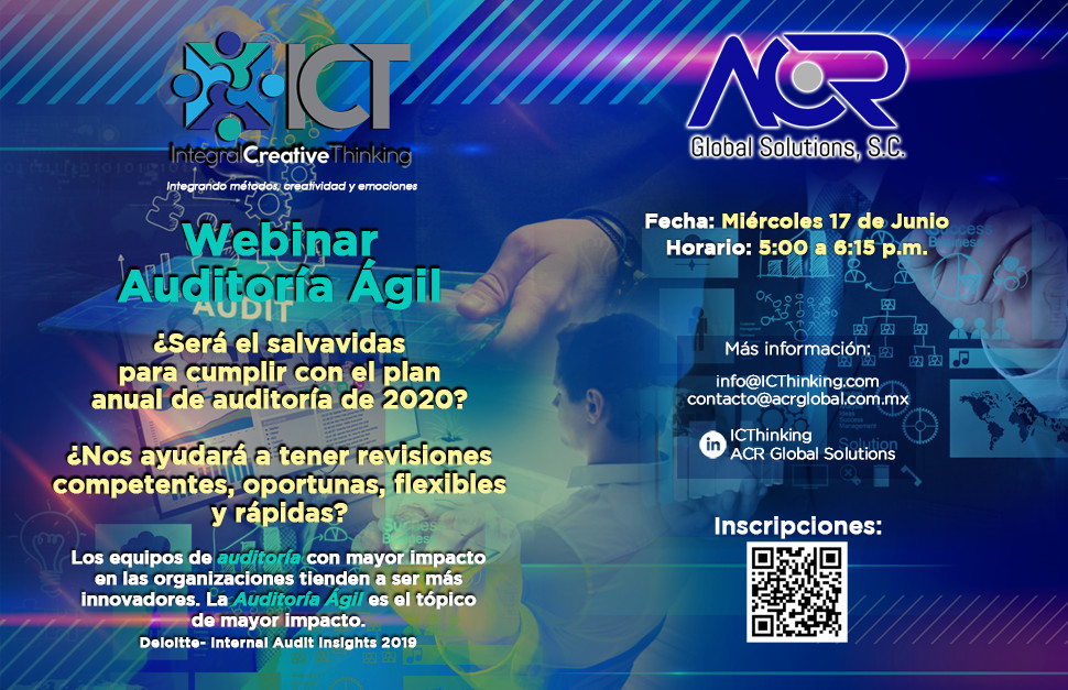 ICThinking's tweet photo. https://t.co/qT4AQd48lK
Webinar GRATIS sobre Auditoría Ágil
La fecha es el próximo miércoles 17 de junio de 5:00 a 6:15 de la tarde
#webinar #auditoria #controlinterno #agil https://t.co/NKgs8HdTH9