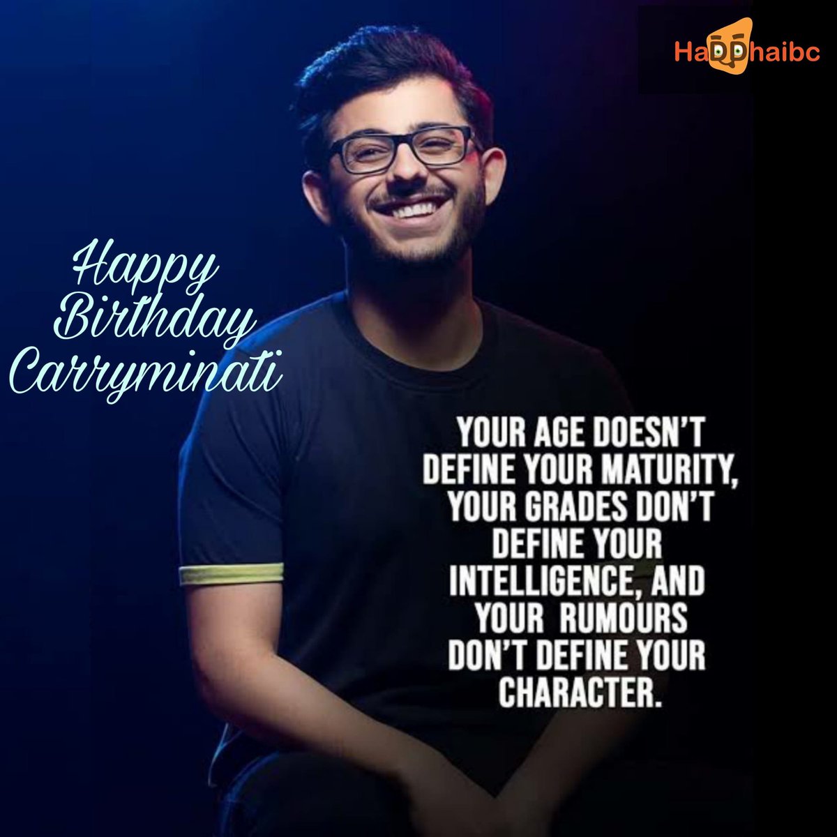 Happy Birthday to the No.1 youtuber right now.. ❤🔥 &amp; Inspiration of many.. 
May god bless you with lot of happiness and success..Have a great year ahead <a href="/CarryMinati/">Ajey Nagar</a> 💖
#haddhaibc #carryminati #HappyBirthdayCarry #Happybirthdaycarryminati #happybdaycarry #ajeynagar #welovecarry