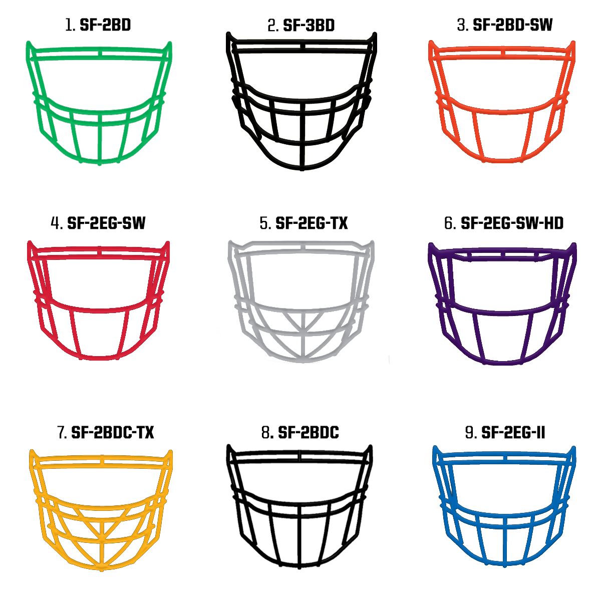 Football Facemasks Styles